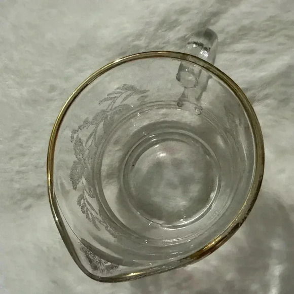 Vintage Creamer Etched Glass Gold Trimmed 70’s 80’s MCM - Picture 3 of 11